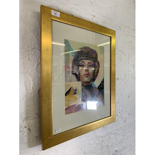 636 - A framed George Seton Coggeshall (Illinois, 1914-1994) acrylic painting of Elizabeth Taylor - approx... 