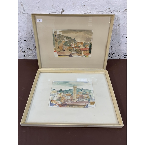 658 - Two framed Italian Fiesole watercolours - approx. 46cm high x 60cm wide