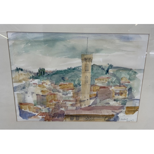 658 - Two framed Italian Fiesole watercolours - approx. 46cm high x 60cm wide