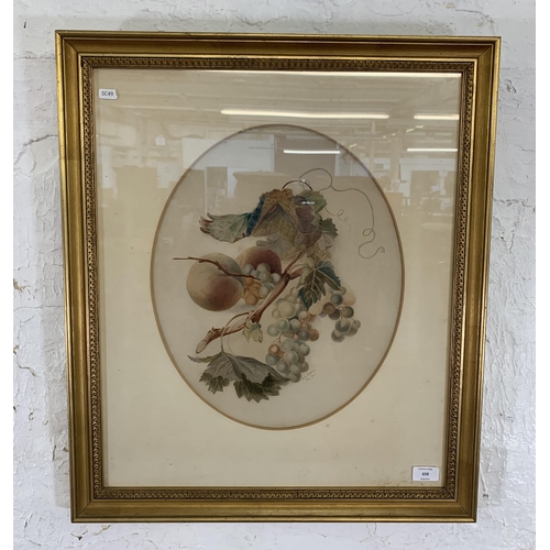 659 - A Victorian gilt framed fruit scene watercolour signed lower right and dated 1882 - approx. 67cm hig... 