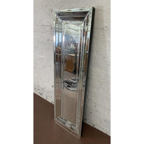 663 - A modern bevelled edge all hanging mirror - approx. 150cm high x 50cm wide