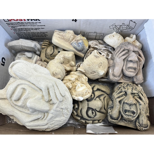 398 - A collection of plaster wall masks to include Oxford etc.