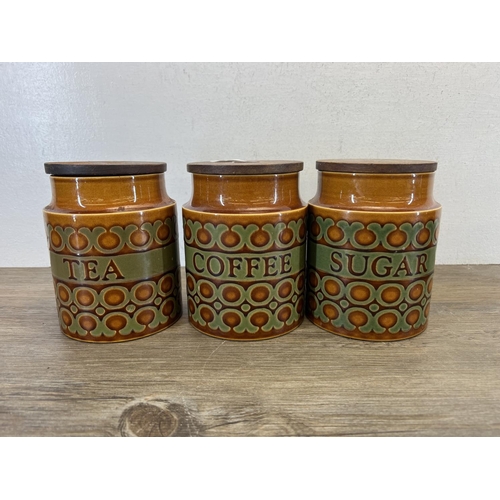 399 - Four mid 20th century Hornsea Bronte pottery storage jars - approx. 15.5cm high