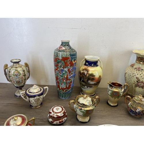 415 - A collection of Oriental ceramics to include Noritake, Satsuma etc.