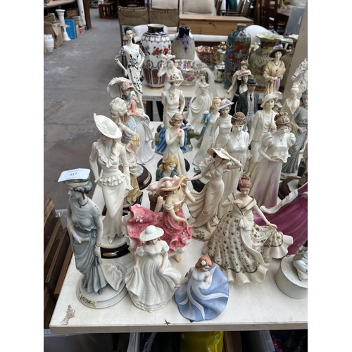 417 - A collection of resin and ceramic figurines to include Leonardo, The Juliana Collection etc.