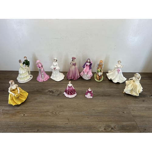 418 - Eleven Coalport figurines to include Autumn Leaves limited edition no. 568 of 750, Ladies of Fashion... 