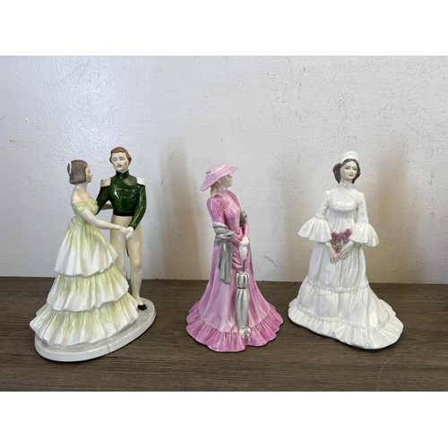 418 - Eleven Coalport figurines to include Autumn Leaves limited edition no. 568 of 750, Ladies of Fashion... 