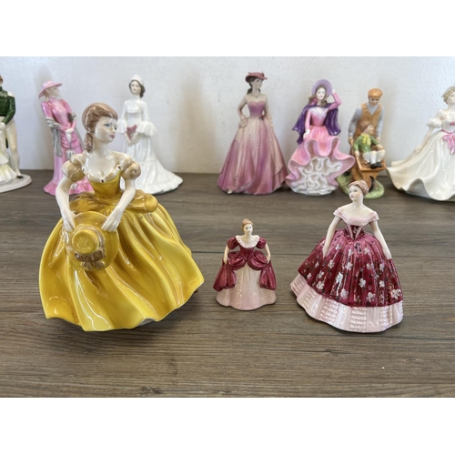 418 - Eleven Coalport figurines to include Autumn Leaves limited edition no. 568 of 750, Ladies of Fashion... 