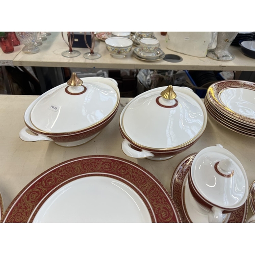 419 - A collection of Royal Doulton Buckingham bone china to include six cups and saucers, two tureens, tw... 