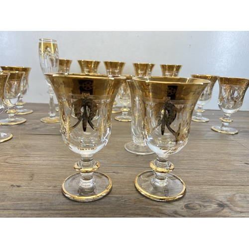 420 - A collection of Italian Interglass gilt decorated glassware together with one Baccarat France gilt d... 