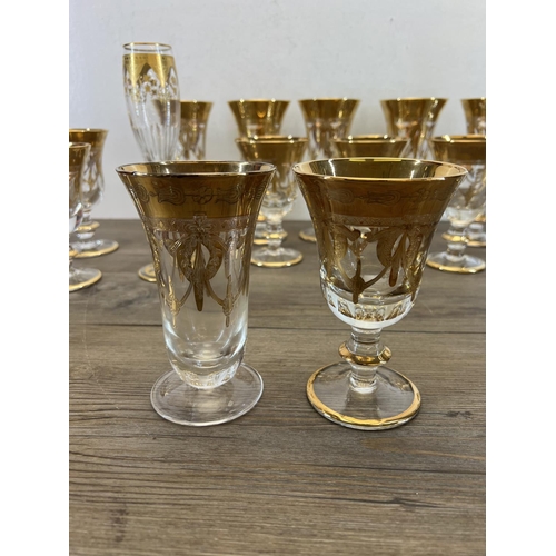 420 - A collection of Italian Interglass gilt decorated glassware together with one Baccarat France gilt d... 