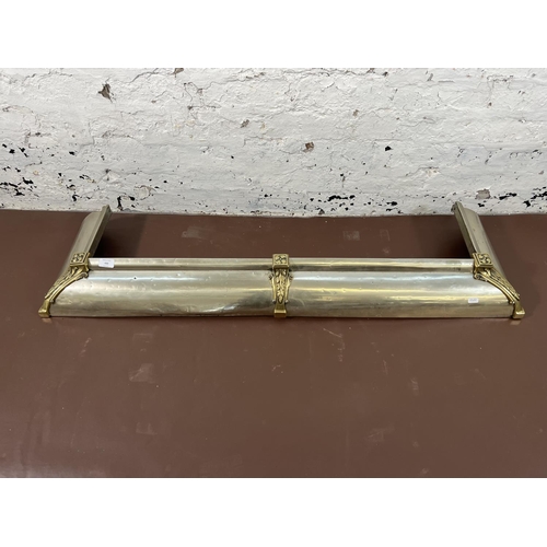 430 - A 19th century style brass and aluminium fire fender - approx. 124cm long