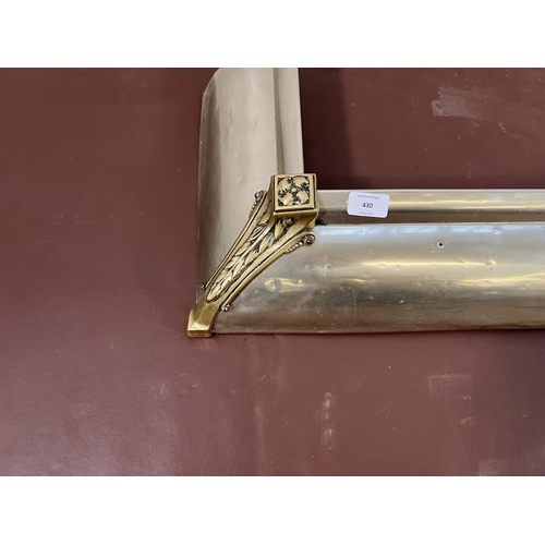 430 - A 19th century style brass and aluminium fire fender - approx. 124cm long