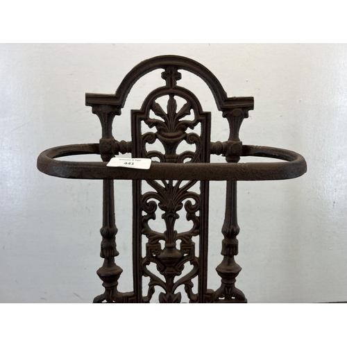 441 - A 19th century style cast iron stick stand - approx. 53cm high