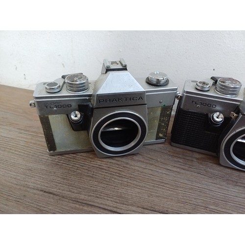 681 - Nine 35mm SLR camera bodies, eight Praktica and one Prinzflex 500E