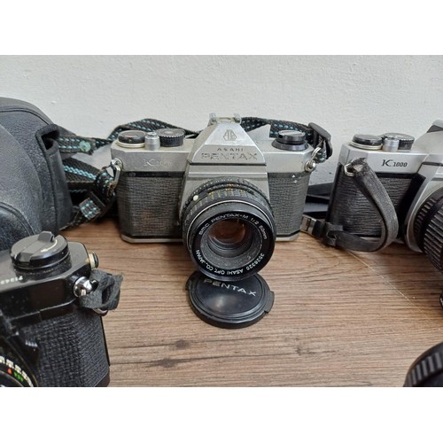 684 - Seven Pentax items to include cased K2 35mm SLR camera fitted with Pentax 1:1.2 50mm lens, ME F 35mm... 