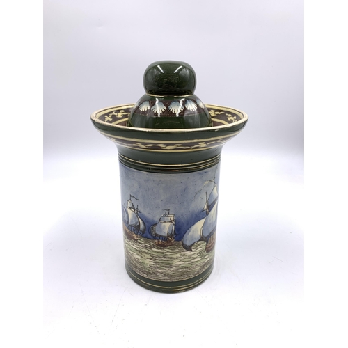 308 - An early 20th century Royal Doulton Sailing Series tobacco jar - approx. 21cm high