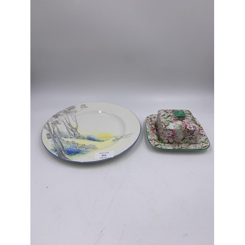 311 - Two pieces of Art Deco Shelley hand painted pottery, one Bluebell Wood plate - approx. 23cm diameter... 