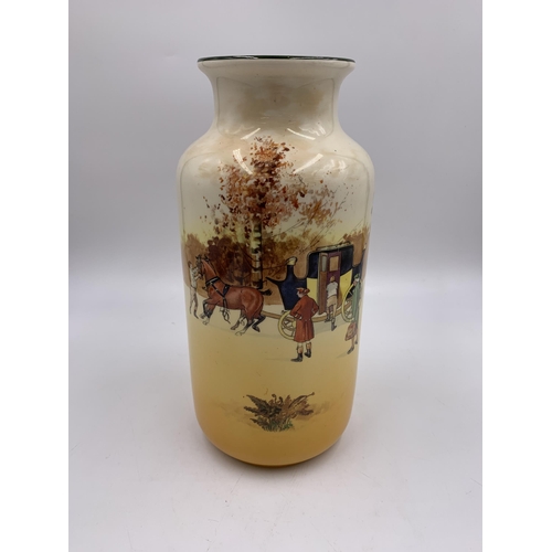 312 - A 1930s Royal Doulton Coaching Days no. 7958 vase - approx. 25cm high