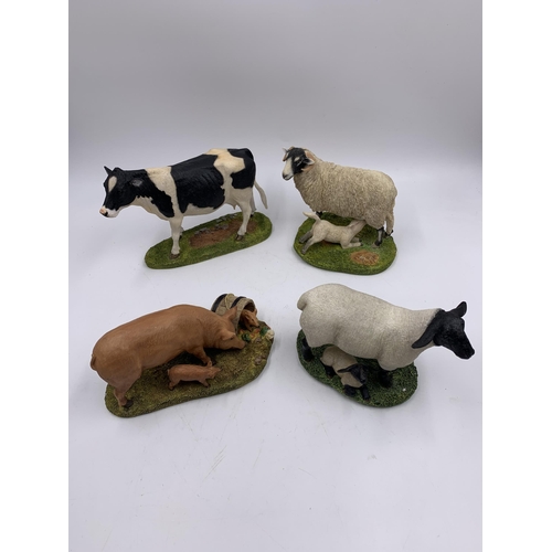 336 - Four boxed Sherratt & Simpson resin animal figurines, no. 57322 Suffolk Ewe and Lamb, no. 57319 Tamw... 