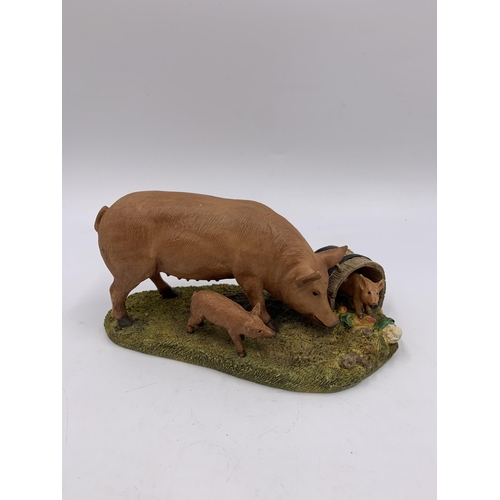 336 - Four boxed Sherratt & Simpson resin animal figurines, no. 57322 Suffolk Ewe and Lamb, no. 57319 Tamw... 