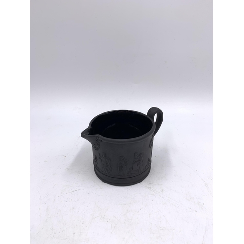 340 - Six pieces of Wedgwood pottery, five pieces of Jasperware one Black Basalt milk jug