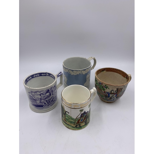 342 - Four 19th century ceramic mugs