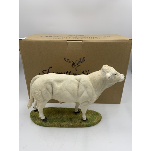 343 - A boxed Sherratt & Simpson Charolais Bull resin figurine - no. 57316