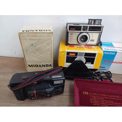 700 - A collection of boxed cameras to include Minolta Riva AF35EX, ITT MagicFlash, cased Halina 3000, Mir... 