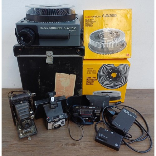 710 - Four items, one Kodak No.1 Autographic Jr. folding camera for 120 film, one cased Olympus AFL-T Quar... 