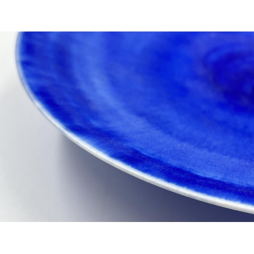 377 - A Mary Rich studio pottery circular footed dish with ultramarine and teal glaze - approx. 20.5cm dia... 