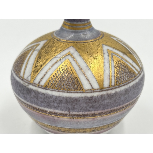 379 - A Mary Rich studio pottery vase with gilt geometric pattern - approx. 8cm high