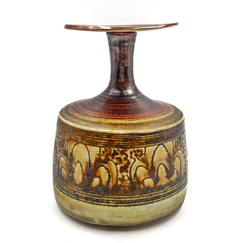 380 - A Mary Rich studio pottery scent bottle with lid - approx. 12.5cm high