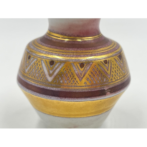 381 - A Mary Rich studio pottery vase with gilt geometric pattern - approx. 7cm high