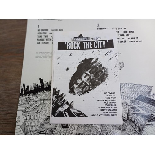 784 - A 1990 'Rock The City' compilation LP vinyl record with booklet featuring No Favors, Angels With Dir... 