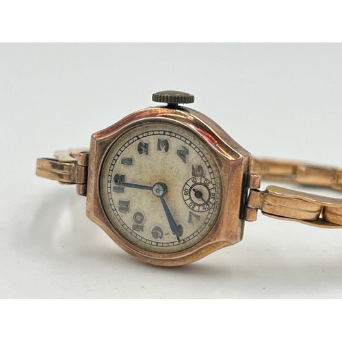 2305 - A boxed Art Deco mechanical lady's wristwatch retailed by Russell Eaton & Co. Manchester with hallma... 