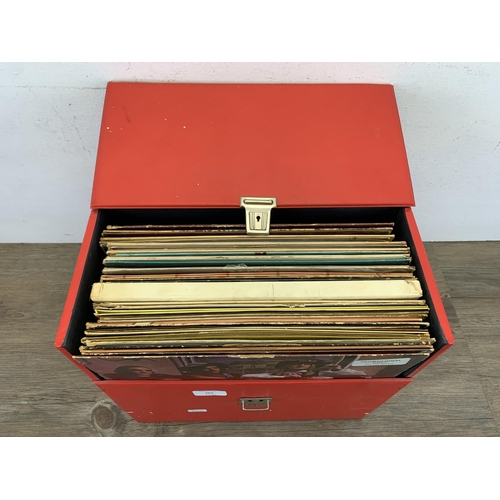 763 - A record case containing folk LP vinyl records to include Peter Bellamy, Steeleye Span, Cyril Tawney... 