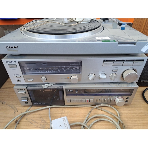 725 - Three items of vintage Sony hi-fi with instruction manuals, one PS-LX4 direct driver two-speed turnt... 