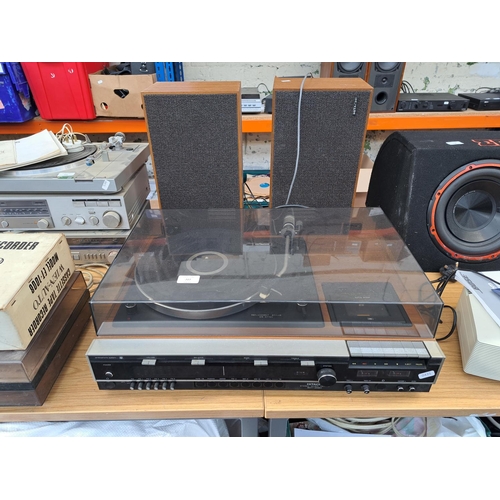 727 - An Hitachi SDT-2680 stereo music centre comprising receiver, cassette recorder, two-speed turntable ... 