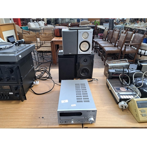 735 - Three items of hi-fi, one Yamaha CRX-M170 Natural Sound CD receiver, one pair of Yamaha NX-E300 6Ω t... 