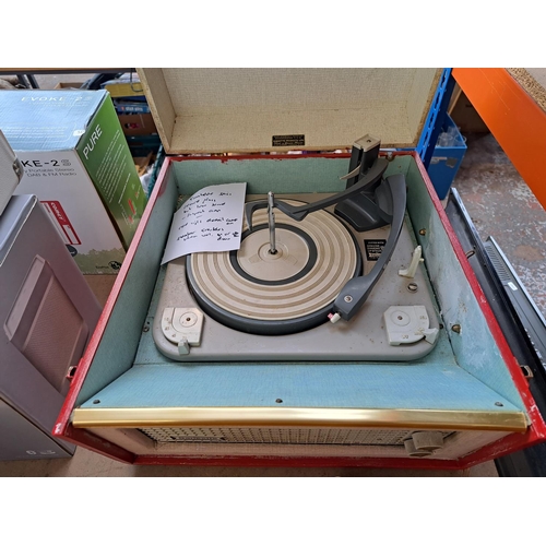 757 - Two portable record players, one vintage Dansette Products Ltd. Bermuda four-speed autochanger and o... 