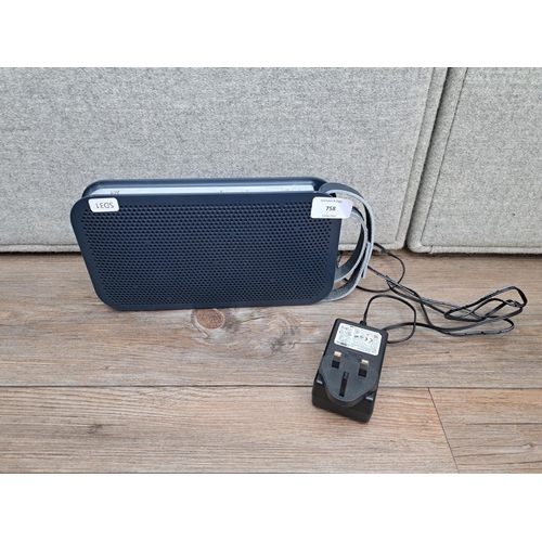 758 - A Bang & Olufsen A2 Bluetooth speaker with power adapter