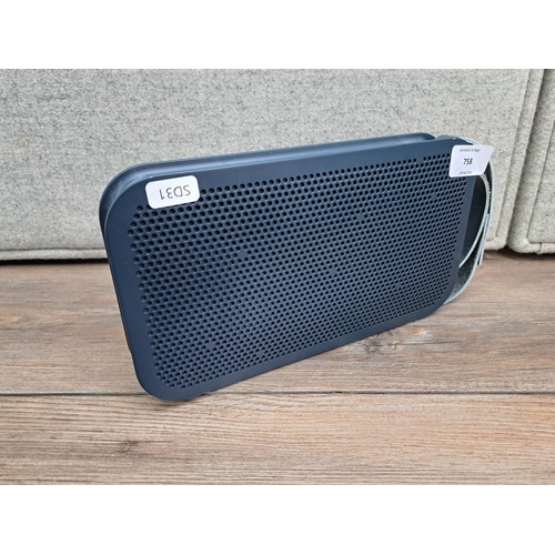 758 - A Bang & Olufsen A2 Bluetooth speaker with power adapter