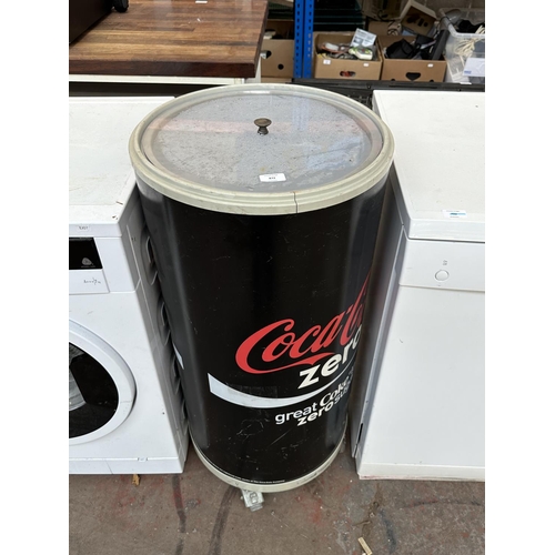 872 - A Coca-Cola Zero cooler on castors