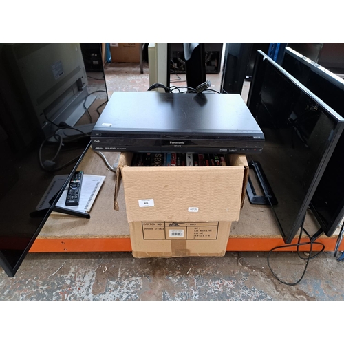 806 - Two items, one Panasonic DMR-EX768 HDD and DVD recorder and one box containing CDs and DVDs to inclu... 