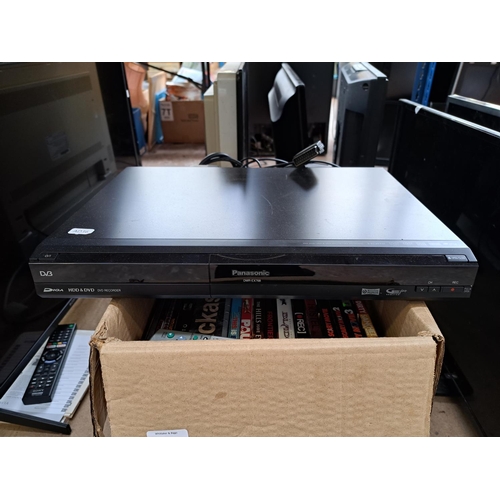 806 - Two items, one Panasonic DMR-EX768 HDD and DVD recorder and one box containing CDs and DVDs to inclu... 