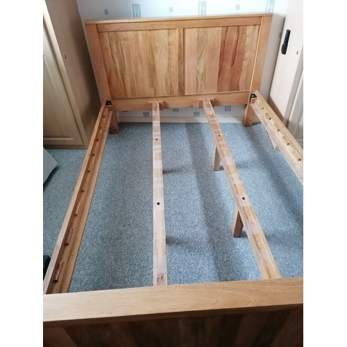 172 - A mango wood double bed frame - approx. 146cm wide