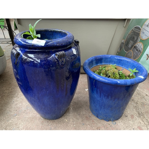 1017 - Two glazed ceramic garden planters