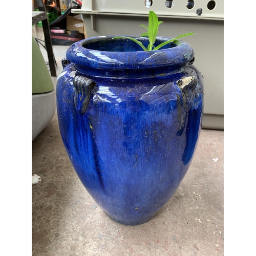 1017 - Two glazed ceramic garden planters