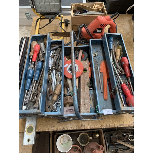 984 - A collection of tools to include metal concertina tool box containing hand tools, boxed Talco No.4 w... 